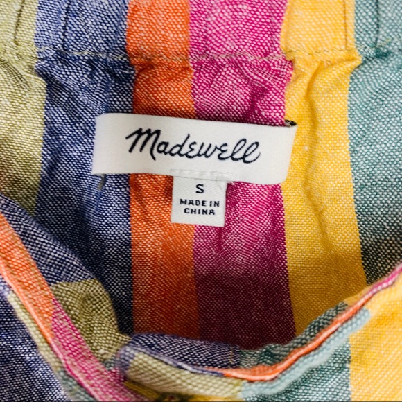 Madewell Rainbow Striped Button Front Tank Top - Picture 4 of 6